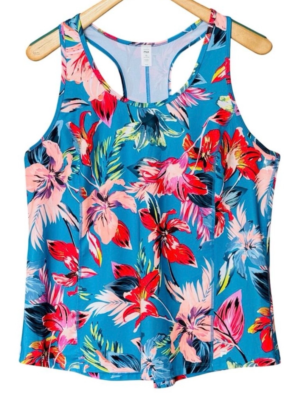 FILA Sport Tropical Print Racerback Workout Tank Top Athletic Activewear XL